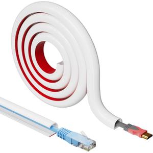 Cord Hider Raceway Kit, 78 inch Wall Cable Hider for 1 Cable, Silicone Material Hiding Wall Mount TV Powers Cords in Home Office, W0.59 H0.39in White