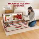 Christmas Wrapping Paper Organizer Storage, with Straps & Pockets, Gift Wrap Organizer Bag for Christmas Decorations, Fits Upto 24 Rolls, Underbed Storage for Holiday Decoration, (Ivory)
