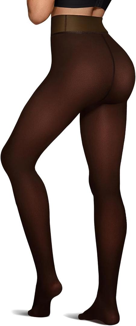 Women's Fleece Lined Tights, L-XL, Brown
