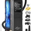 Tire Inflator Portable Air Compressor - 7500mAh Air Pump for Car Tires, 150PSI Cordless Tire Pump with Pressure Gauge & LED Lights - 3X Faster for Car, Motorcycle, Balls and Bicycle, Black