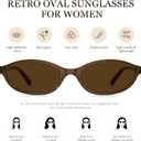 Sunglasses Womens Retro Oval Sunglasses for Women - Cat Eye 90s Glasses Y2K UV400 Lightweight Narrow Shades