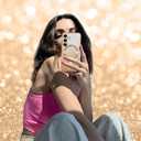 ZIYE Magnetic Case Designed for Samsung Galaxy S24 Glitter Case Luxury Plating Love Heart Compatible with MagSafe Clear Case with Camera Protector Protection Shockproof Cover for Women Girls-Gold