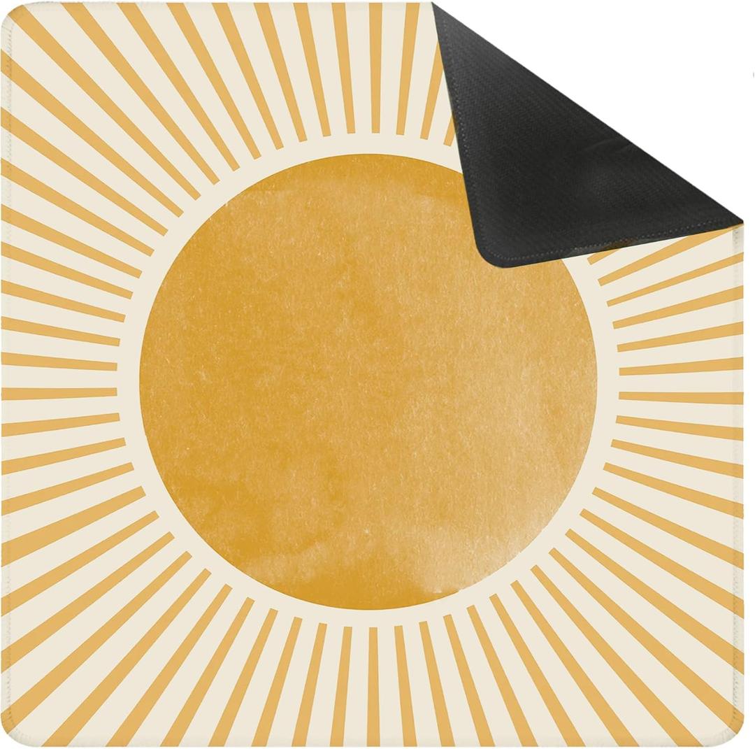 Boho Orange Sun Mahjong Mat for Table 31.5 X 31.5 in, Gifts for Mahjong Players, Watercolor Boho Sunrise Sunshine Anti-Slip Table Cover Tablecloth for Poker Board Card Tile Game Dominoes