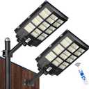 Ofuray Of-3600W Solar Street Light Outdoor, 360000LM Solar Street Light Parking Lot Lights Commercial Dusk to Dawn, 6500k IP67 Waterproof Led with Remote Control Motion for Street,Court,Tree 2Pcs