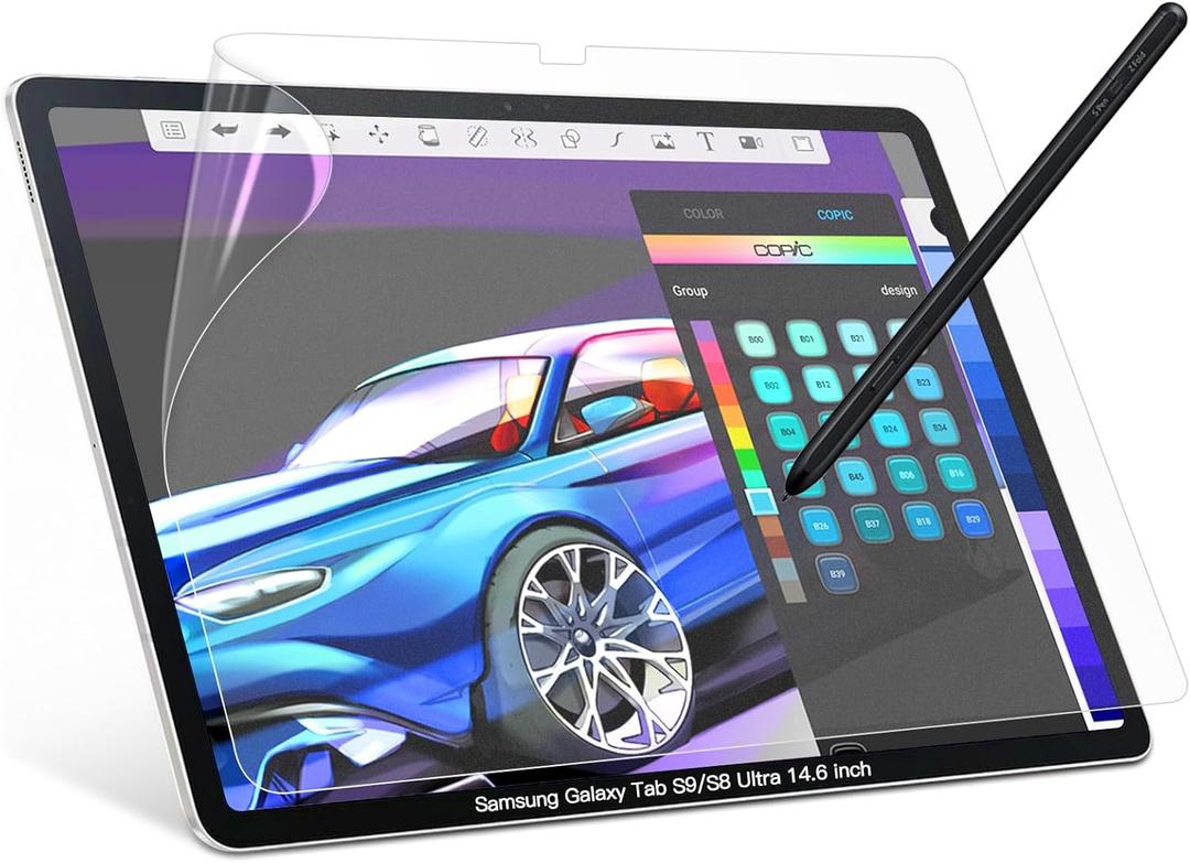 13 x PYS Paperfilm Screen Protector, Tab S9/S8 Ultra Screen Protector for Samsung Galaxy Tab S9/S8 Ultra 14.6 inch 2022 (SM-X916B/SM-X900/SM-X906) Matte,Anti-Glare/Writing and Drawing like on paper (White)