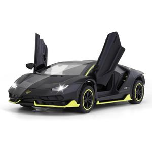 SASBSC Lamb SVJ Toy Cars for Boys Age 3-12 1/36 Small Diecast Metal Model Car Toys with Light and Sound Pull Back Sport Car for 3+ Years Old Kids Birthday (Black)