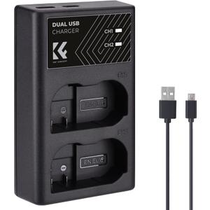K&F Concept EN-EL15 Battery Charger, Dual Slot EN-EL15c EN-EL15b EN-EL15a Charger for Nikon Z8 Z7 Z6 Z6ii D850 D780 D750 D7500 Camera