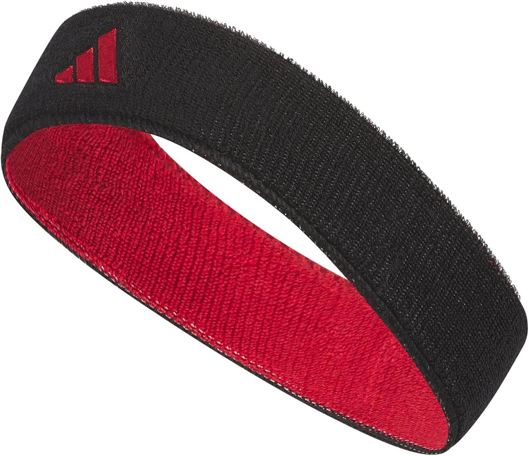 Adidas Unisex Interval Reversible Headband  Athletic Sports Sweatband (One Size, Black/Team Power Red)