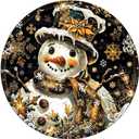 Round Metal Sign Snowman Winter Welcome Farmhouse Christmas Art Holiday Decor for Home Kitchen Bar Cafe Bedroom Office 12 * 12inch