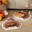 6 Pcs Thanksgiving Bathroom Rug Thanksgiving Turkey Bath Mat Bathroom Decor Farmhouse Turkey Rugs Non Slip Bath Doormat 16 x 16 Inches for Holiday Kitchen Living Room Home