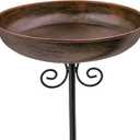 Small Metal Bird Bath for Outdoors, 10" Dia Bowl with Stake Birdbaths Garden Yard Lawn Decor 0.4 Gallon