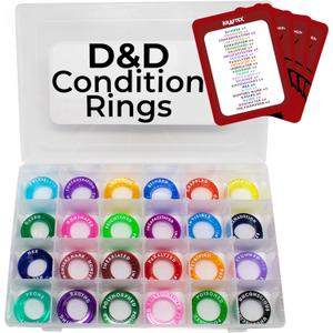 Kraftex DND Condition Rings [96pcs]: Accessories for Dungeon Masters to Track Spell Effects. Condition Markers D&D Accessories use as DND Tokens, Ring Status Markers or DM Tools.