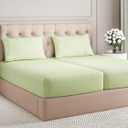 Split King Size 5 Piece Sheet Set - Comfy Breathable & Cooling Bed Sheets Set - Hotel Luxury Bedding for Women, Men, Kids, Teens, Boys & Girls - Deep Pockets and Wrinkle Free - Oeko-Tex - Light Sage