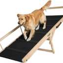 Wooden Pet Ramp for Bed, Foldable Dog Ramp with Removable Side Rails, Lightweight Ramp for Dogs for Large Dogs Senior Cats, Supports up to 100 lbs for Easy Access to Bed or Car (Large)