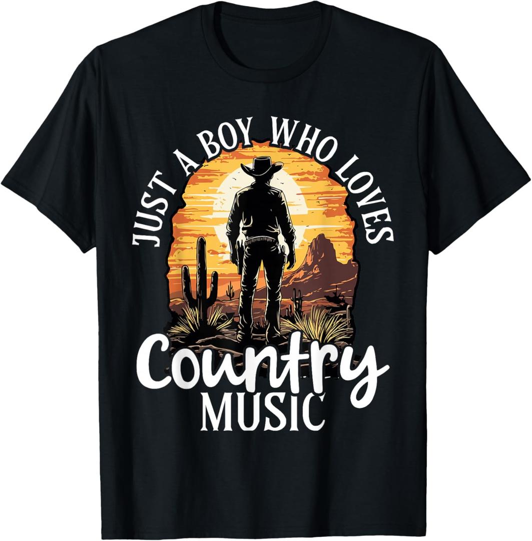 Just a Boy Who Loves Country Music T-Shirt, Size: L