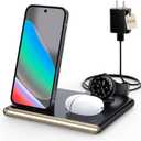 3 in 1 Foldable Charging Station for Google Pixel Watch 4, Wireless Charger for Google Pixel,Fast Wireless Charger Stand, Travel Charger for Pixel 10 Pro/Pro XL/Fold,Buds Pro 2(Only for Watch 4)