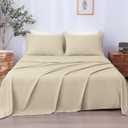 LONAVA Queen Sheet Set 4 Pieces,Beige Ultra Soft & Breathable Microbifer Sheets, 1600 Thread Count Hotel Luxury Oeko-Tex Bed Sheets, 14-16 Inch Deep Pocket Durable Wrinkle Free Sheets