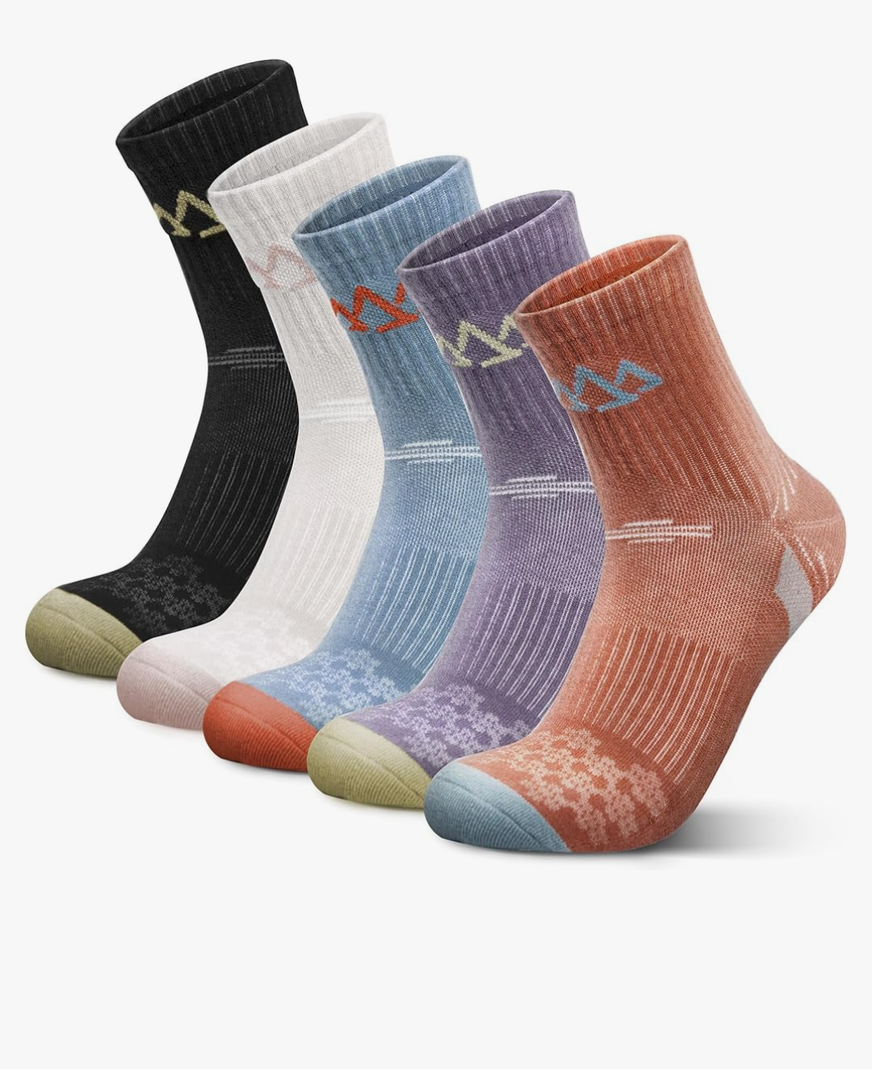 innotree Merino Wool Hiking Socks for Women Quarter Ankle Thermal Cushion Moisture Wicking Socks,5 Pairs M