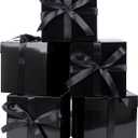 Jaywayang 5 Pack Black Gift Boxes with Lids, Ribbons and Tissue Papers Square Gift Boxes - 7.1 Inch - Birthday, Wedding, Presents Wrapping, Father's Day, Valentine's Day Decoration Party Favor Boxes.