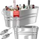 Pack of 2 Ice Buckets with Scoops, Galvanized Tub - Drink Buckets for Parties, Beverage Tub for Barbecue Enthusiasts, Solid Metal Bucket for Drinks, Large Ice Buckets for Outdoor Camping