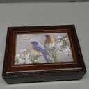 Cottage Garden Watchful Birds Woodgrain Rope Trim Inspirational Music Box Plays Amazing Grace