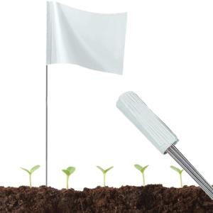 50Pack White Marking Flags, JIZHGRAD 15x4x5 Inch Marker Flags Use for Yard & Lawn, Boundary & Dog Training, Survey & Landscape, Sprinkler & Surveyor, Garden & Construction, High Visibility, Sturdy, Versatile, UV & Weather Resistant