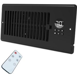 4"x10" Vent Register Booster Fan, Strong Steel Panel, Ultra-Quiet, 10-Speed, Built-In Thermostat, Mechanical Damper, Efficient HVAC Vent Fan (Matte Black, 1 Pack)