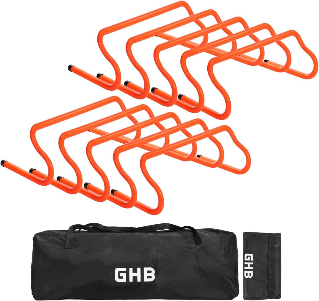 GHB Agility Hurdles 8" Speed Agility Training Hurdles, Detachable Sturdy Hurdles Training Equipment Set with Carry Bag for Kids,Athletes,Soccer,Basketball (10 Pack)