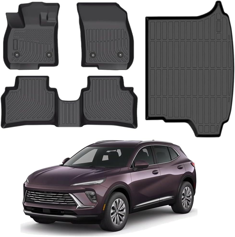 Floor Mats for 2021-2024 2025 Buick Envision with Cargo Liner All Weather Protection TPE Rubber Floor Liners Trunk Mat for 2021-2025 Buick Envision Accessories
