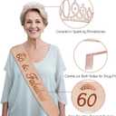 60th Birthday Decorations for Women,32PCS 60th Birthday Party Decorations,Including Backdrop, Crown, Sash, banner, Hanging Swirl,Cake Topper,balloons,Paper Fans,Anniversary Card and Paper Fans