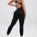 OLCHEE Womens Workout Jumpsuits Seamless Racerback Tummy Control Padded Large