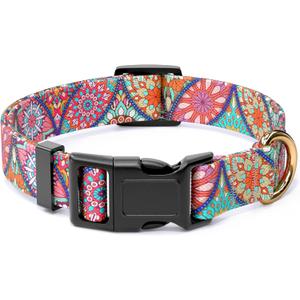 Rnivvi Dog Collar for Small Dogs, Cute Heavy Duty Adjustable Puppy Collar with Quick Release Buckle for Boy Girl & Female, Pet Accessories for Walking Running, XS Length 5/8" Width, Beautiful Mandala