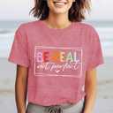 Be Kind Shirt for Women Flower Letter Print Tee Tops Casual Inspirational Kindness T-Shirt (Pink, S)