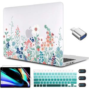 CISSOOK for MacBook Air 13.6 Inch Case 2022 2023 2024 2025 Release Model A2681 A3113 A3240, Matte Frosted Hard Shell Cover with Keyboard Cover for MacBook Air 13.6 M2 M3 M4 - Wildflowers