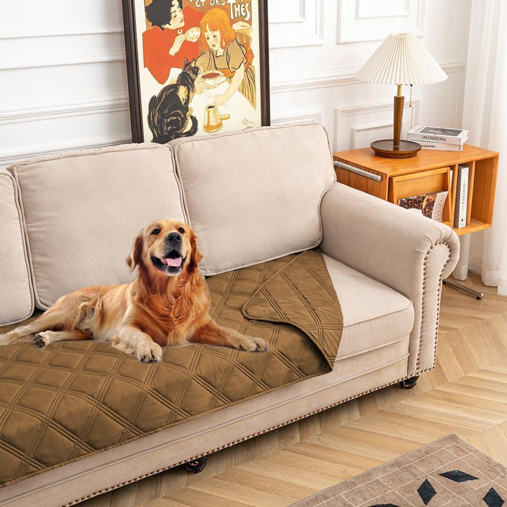 fuguitex Waterproof Dog Blanket Reversible for Small Dogs Resistant Leakproof Washable Couch Cushion Bed Protector Cover for Indoor Furniture Pet Friendly30"*90",Brown+Brown