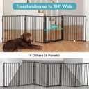 No Pawblems Free Standing Dog Gate with Door, 30'' Tall Foldable Dog Fence for Indoor & Outdoor, Up to 104 Inch Extra Wide Puppy Gate for Stairs, Hallways, Doorways, Deck, Yard (Black, 4 Panels)