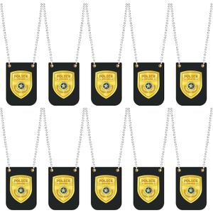 12 Pcs Police Badges Pretend Play Toy for Kids Detective Sheriff Cop Fbi Fake Badge Prop with Chain for Police Party Accessories, Accessory Detective Role Play, Halloween Dress up