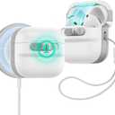 ESR for AirPods 4 Case, Compatible with AirPods 4 Generation Case (2024)(USB-C), MagSafe Compatible, Magnetic Lid Lock, Drop-Proof Protection Cover with Lanyard, Pulse Series,White