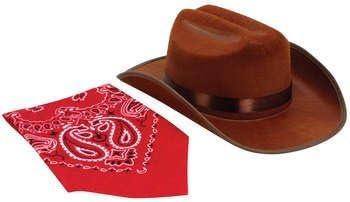 Jr. Cowboy Hat - Brown with Bandanna
