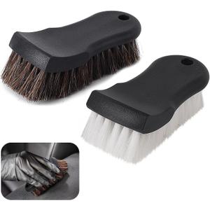 Upholstery Brush, Upholstery Brush Set, Leather Cleaning Brush, Carpet Brush Car Cleaning Brush, Long Bristle Horse Hair Car Cleaning Brush for Car Interior Leather Seat and Home Furniture