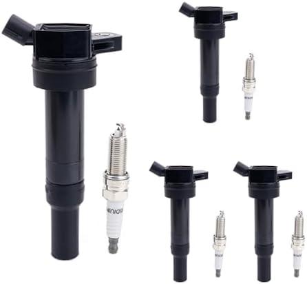 muge racing 4-Pack Ignition Coil UF651 and Iridium Spark Plugs C1804 Compatible with Hyundai Elantra 2011-2016 1.8L, Kia Soul 2012-2018 2.0L, Replaces 5C1861 9723 GN10633 9686 50146
