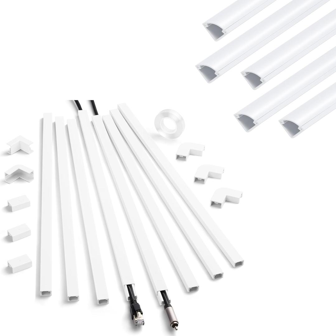 85in Corner Cable Concealer, Corner Cord Hider for One Cord & ZhiYo Cord Hider Wall for One Cord, 136in Cord Covers for Wires on Wall Bundle