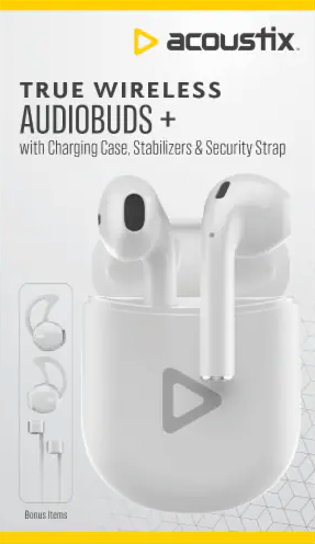 Acoustix True Wireless Audiobuds w/Charging Case - White