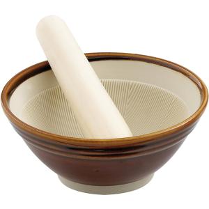 Helens Asian Kitchen Suribachi Set, Ceramic Mortar Bowl with Wooden Pestle