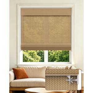 Allesin zen No Drill Cordless Bamboo Roman Shades, Light Filtering 36" W x 64" H, Brown