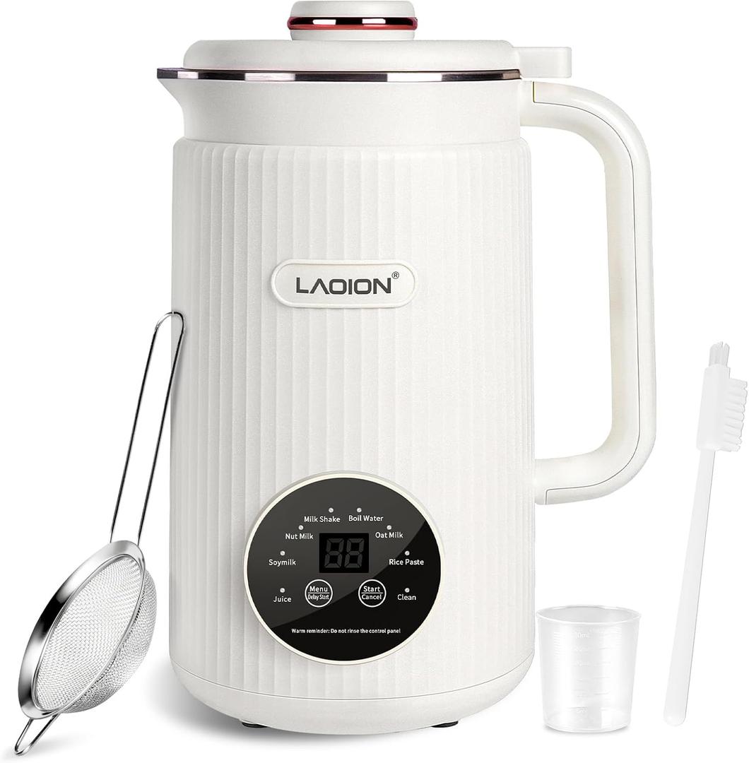 40oz 8-in-1 Nut Milk Maker Machine for Homemade Soy Milk, Almond Milk, Oat Milk, Juice, Milkshake, and Rice Paste with 12H Delay Start, 2H Keep Warm, Boil Water & Self-Cleaning