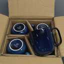 vicrays Ceramic Coffee Mug Set - 18 Ounce Large Stoneware Mug for Men Women - Unique Glazed Porcelain Mugs with Handle for Coffee Latte Tea Milk Cocoa - Set of 4 (Blue)