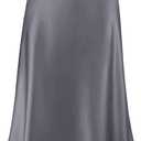 Women's Satin Midi Skirt A Line Silk Long Skirt (Gray, L)