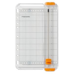 Fiskars SureCut Portable Paper Trimmer, 9" Cut Length for Cardstock and Photos, Fits in 3-Ring Binder for Travel, 10 Sheet Cutting Capacity, 9" Rail, Orange