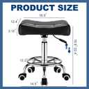 Square Salon Rolling Stool - 300lbs Weight CapacityAdjustable Swivel Stool with WheelPu Leahter Comfortable Cutting Stools for Salon Tattoo Stylist Massage Perfect for Work SPA (Black)